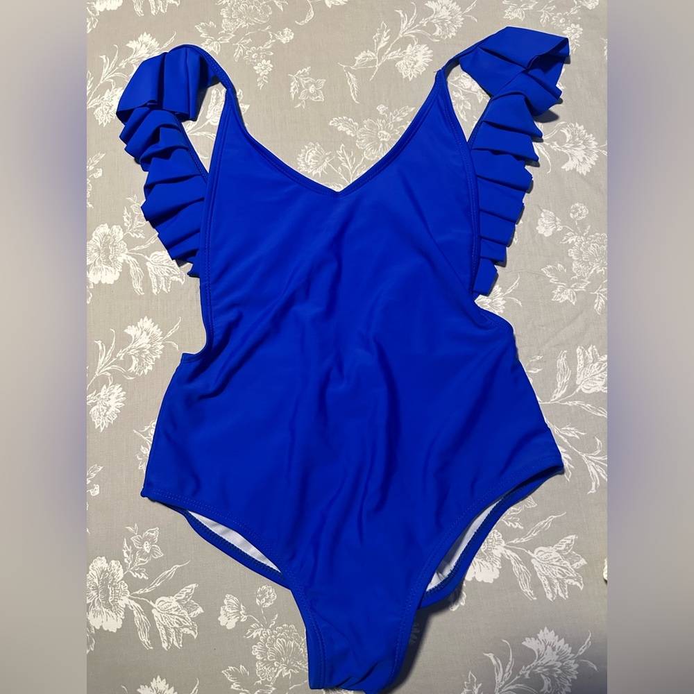 Vibrant Blue Ruffle Swimsuit